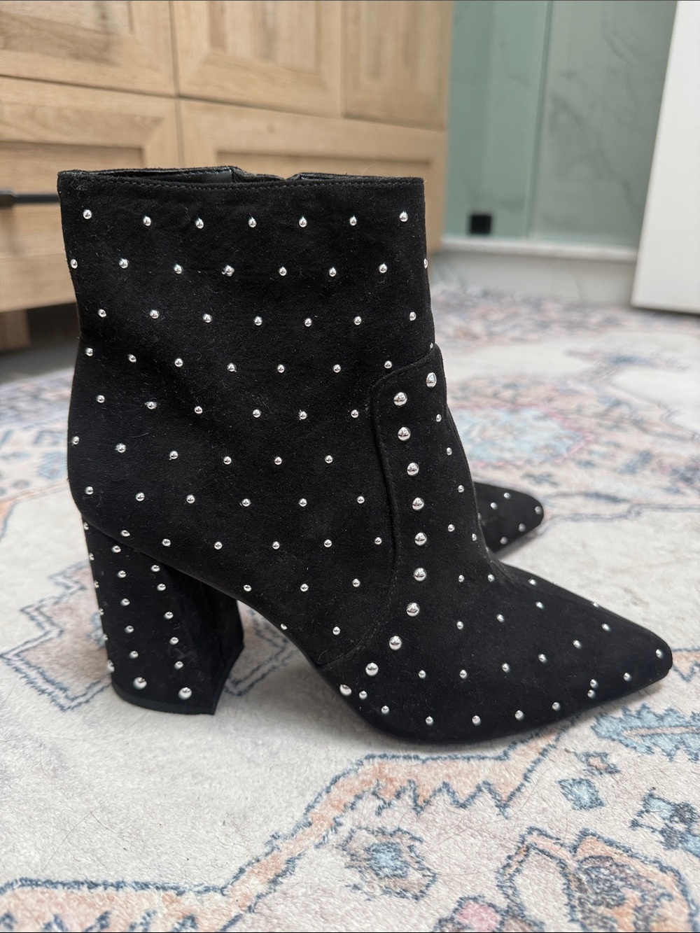 Gianni Bini Black Studded Suede Ankle Boots